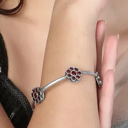 Adwitiya Collection Silver-Plated & Stone Studded Oxidised Bangle image 5