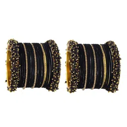 NMII Set Of 42 Gold Plated Crystal Studded Velvet Bangles-picture-28