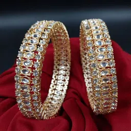 AARNAA Set Of 2 Gold-Plated Cubic Zircon-Studded Bangles-picture-14
