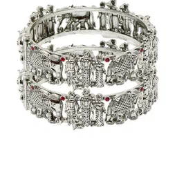 Anouk Set Of 2 Silver-Plated Stone Studded Bangles-picture-39