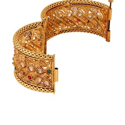 Saraf RS Jewellery Set Of 2 Gold-Plated Stone Studded Antique Bangles image 3