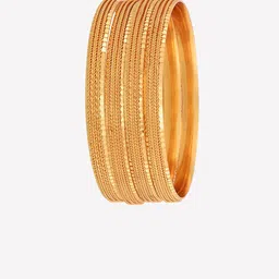 ZENEME Set Of 4 Gold-Plated Textured Bangles image 3