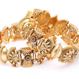 KARATCART Set of 2 Gold Plated Rajwadi Bangles image 5