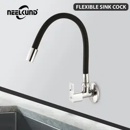 neelkund Square cut Flexible Sink Cock Black 360 degree swivel spout For Kitchen Sink Wash Basin Spout Faucet image 5