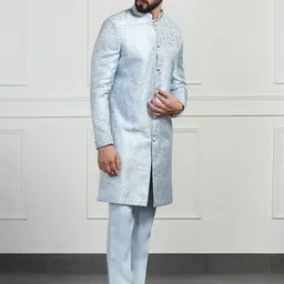 TAHVO Mens Embroidered Mndarin Collar Sherwani Set image 3