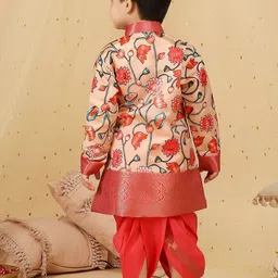 KID1 Boys Floral Printed Mandarin Collar Sherwani & Dhoti image 5