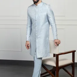 TAHVO Mens Embroidered Mndarin Collar Sherwani Set image 5
