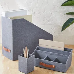 Home Centre Regan Farmlyn Grey Textured Desk Organiser-picture-19