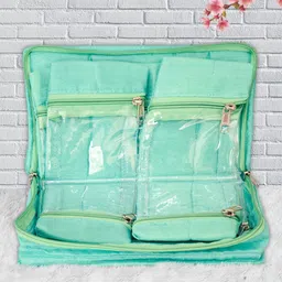 Kuber Industries Green Embroidery Design Portable Jewellery Organizer-image-84