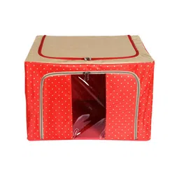 Kuber Industries Red & Beige Polka Dot Printed Wardrobe Organizer image 5