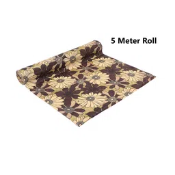 Dakshya Industries Brown Flower Printed Anti Slip Self Cover Roll image 3