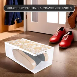 Kuber Industries Grey & White 4 Pieces Printed Outdoor Shoe Organiser image 5