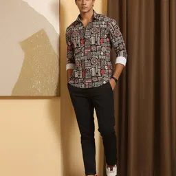 metronaut Men Regular Fit Solid Spread Collar Casual Shirt image 5