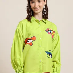 here&now Women Regular Fit Printed Casual Shirt-picture-11