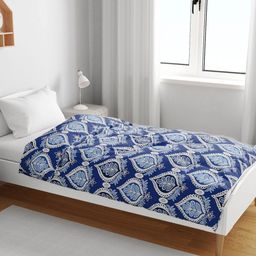 Divine Casa Blue & White Floral AC Room 120 GSM Single Bed Blanket-picture-49