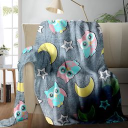 Cortina Glow In The Dark Grey & Yellow Printed Fleece AC Room Single Bed Blanket-picture-30