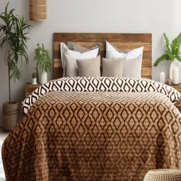 GAPU & BALY Brown Geometric Summer 300 GSM Double Bed Blanket-picture-22