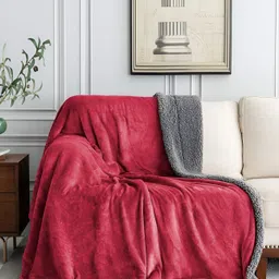 bsb home Red Grey Heavy Winter 500 GSM Double Bed Blanket image 1