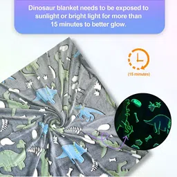 Cortina Glow In The Dark Grey & Green Printed Fleece AC Room Single Bed Blanket image 4