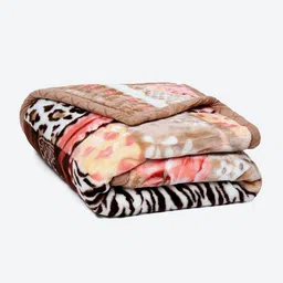 Monte Carlo Orange & White Floral Heavy Winter 1000 GSM Single Bed Blanket image 4