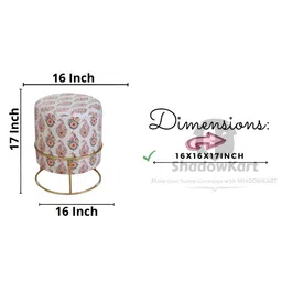 Shadowkart White Abstract Wooden Pouffes Sitting Mudda Ottomans image 5