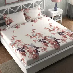 rumps Cotton, Microfiber Queen Fitted (Elastic) 350 TC Floral Bedsheet-picture-23