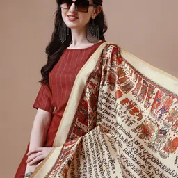 youthnic Women Cotton Blend Kurta Pant Dupatta Set image 2