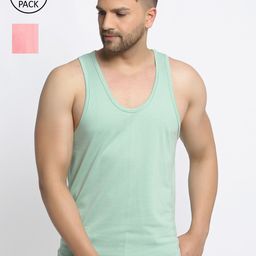 Friskers Men Pack Of 2 Solid Pure Cotton Casual Gym Vests-picture-40