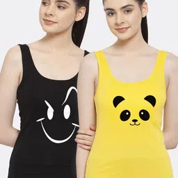 Friskers Women Pack of 2 Printed Pure Cotton Tank Top-picture-13