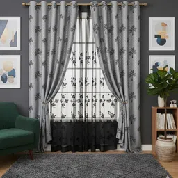 twolover 213 cm (7 ft) Long Door Cotton Blackout Curtain Single Curtain-picture-35