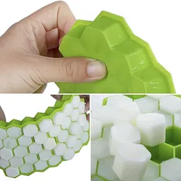 dealbooth 37 Grid Hexagon Shape Flexible Honeycomb Ice Tray/Dish for Freezer Multicolor Silicone Ice Cube Tray image 3