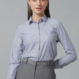 english navy Women Regular Fit Striped Spread Collar Casual Shirt-picture-12