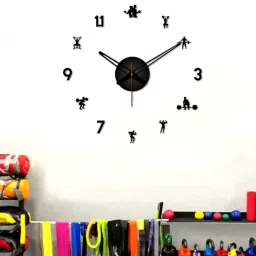 vibecrafts Gym Exercises 3D Infinity Black Plastic Wall Clock image 4