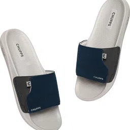 chupps Vapor Navy & Grey Slides Slippers Soft Lightweight Flip Flops For Men Slides image 2