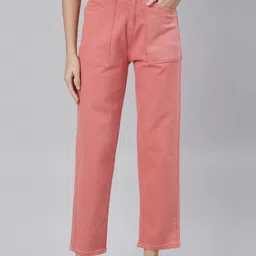 ZHEIA Women Pink High-Rise Cotton Jeans-picture-10