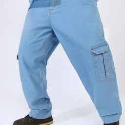 Instafab Plus Men Plus Size Comfort Relaxed Fit Stretchable Cargo Style Jeans-image-74