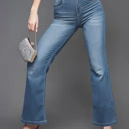 Miss Chase Women Wide Leg Slash Knee Light Fade Stretchable Jeans-image-28