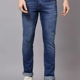 Cantabil Men Clean Look Mid-Rise Heavy Fade Stretchable Jeans image 1