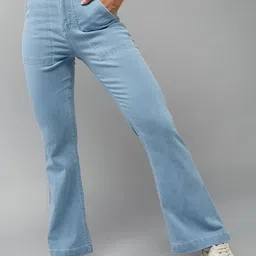 DOLCE CRUDO Women Bootcut High-Rise Heavy Fade Stretchable Jeans-picture-13