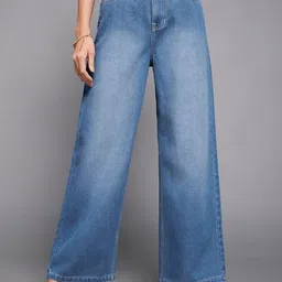 Miss Chase Women Wide Leg High-Rise Light Fade Stretchable Jeans-picture-14