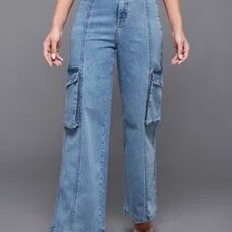 Miss Chase Women Wide Leg High-Rise Light Fade Stretchable Jeans-picture-27