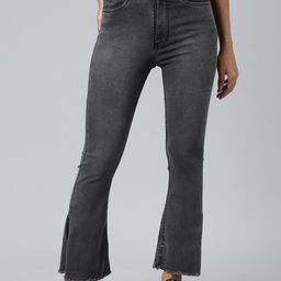 SHOWOFF Women Flared Fit Heavy Fade Clean Look Acid Wash Crinkle Stretchable Jeans-picture-15