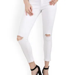 MM-21 Women Jean Skinny Fit Mid-Rise Slash Knee Denim Stretchable Jeans-image-41