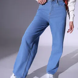 Hubberholme Women Relaxed Fit High-Rise Clean Look Heavy Fade Stretchable 90's Baggy Jeans-picture-37