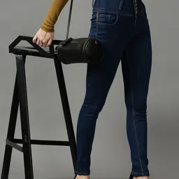 SHOWOFF Women Navy Blue Skinny Fit High-Rise Stretchable Jeans-picture-22