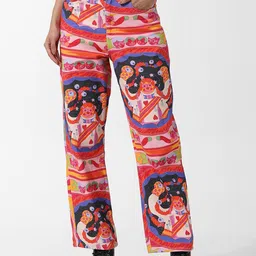 ONLY Women Printed Straight Fit Cotton High-Rise Trousers-image-47