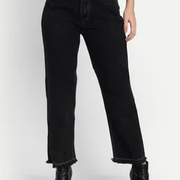 AngelFab Women Straight Fit Mid-Rise Cotton Jeans-image-0