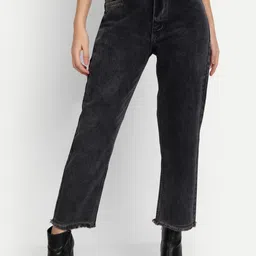 AngelFab Women Jean Straight Fit High-Rise Light Fade Cotton Jeans-image-63