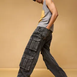 FREAKINS Men Relaxed Fit High-Rise Mildly Distressed Light Fade Jeans image 1