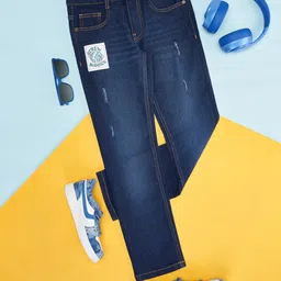 Pantaloons Junior Boys Blue Mildly Distressed Light Fade Cotton Jeans-picture-47